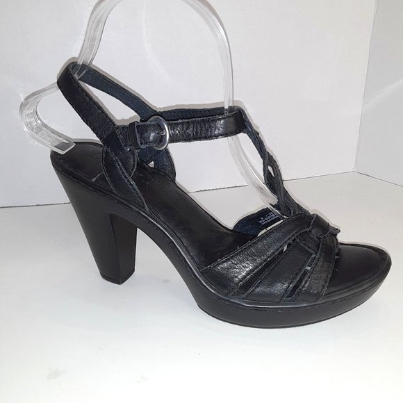 Born Shoes - Born Black Heeled Sandals Size 8